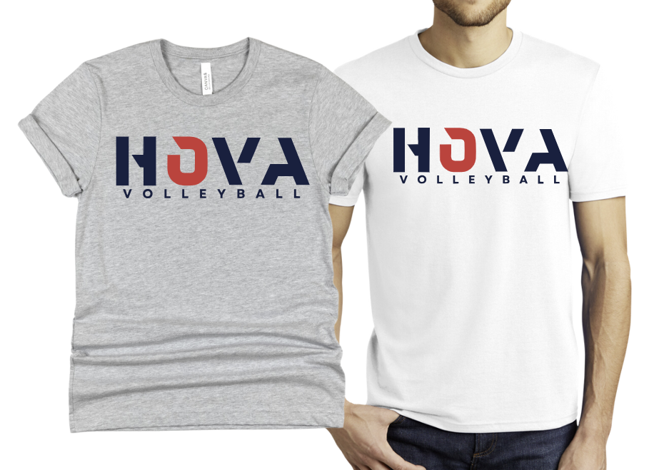 1- HOVA Heather Grey & White Short & Long Tees (Unisex) (Youth & Adult)