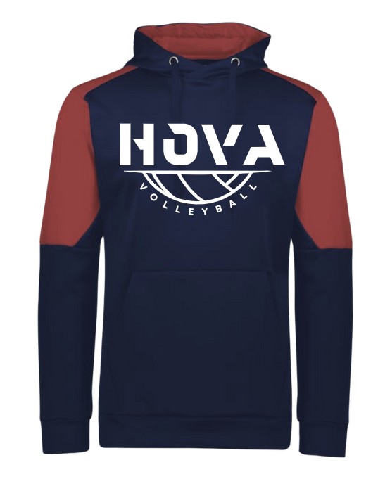 2- HOVA Volleyball Moisture Wicking Momentum Navy & Red Hoodie (youth & adult)