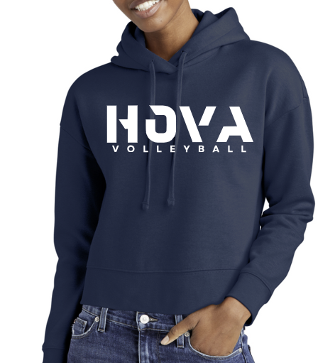 1- HOVA Volleyball Ladies Crop Navy Hoodie (we recommend sizing up 1 size)