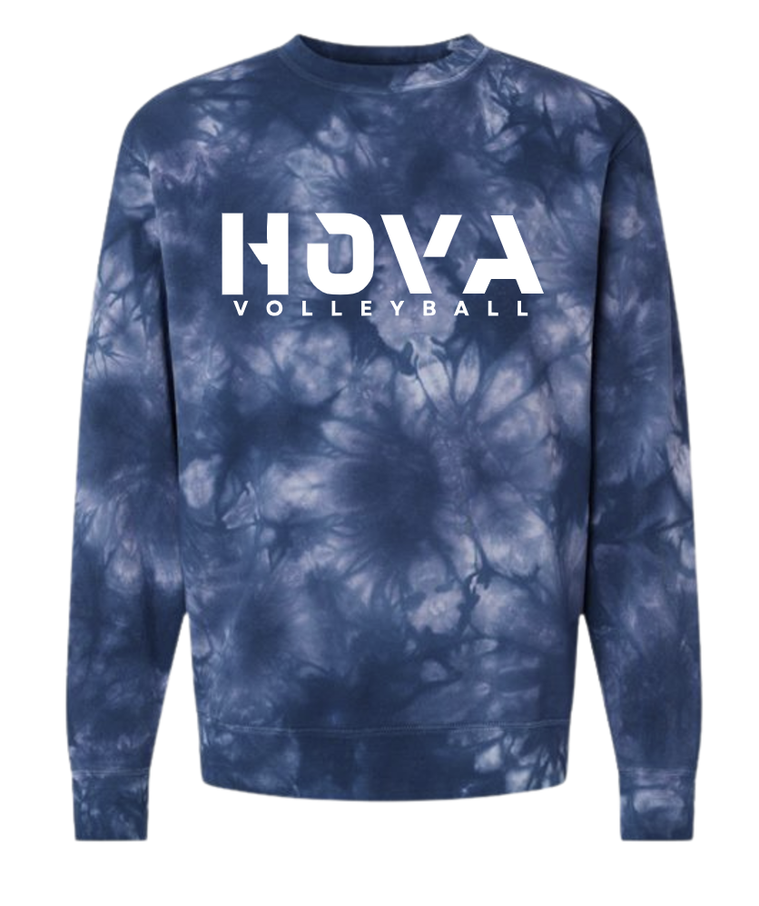 1- HOVA Volleyball Navy Tie Dye Crew Sweatshirt