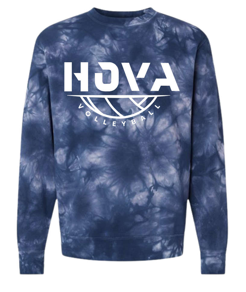 2- HOVA Volleyball Navy Tie Dye Crew Sweatshirt