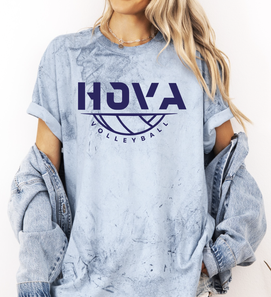 2- Hova Volleyball Navy Comfort Color Blast Unisex Short Sleeve Tee & Crew Sweatshirt