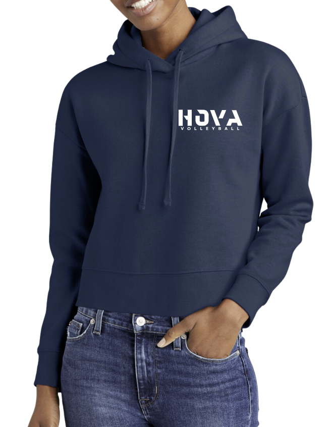 1- HOVA Volleyball LC Ladies Crop Navy Hoodie (we recommend sizing up 1 size)