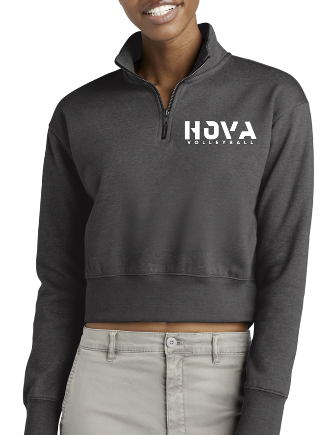 3- HOVA Volleyball Ladies Crop Charcoal 1/4 zip (we recommend sizing up 1-2 size)