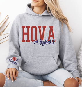 Heather Grey HOVA Volleyball Layered Puff Hooded Sweatshirt