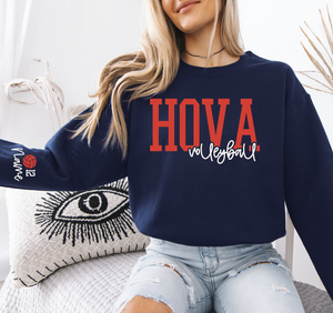 Navy HOVA Volleyball Layered Puff Crew Sweatshirt