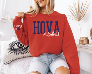 Red HOVA Volleyball Layered Puff Crew Sweatshirt