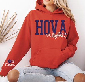 Red HOVA Volleyball Layered Puff Hooded Sweatshirt