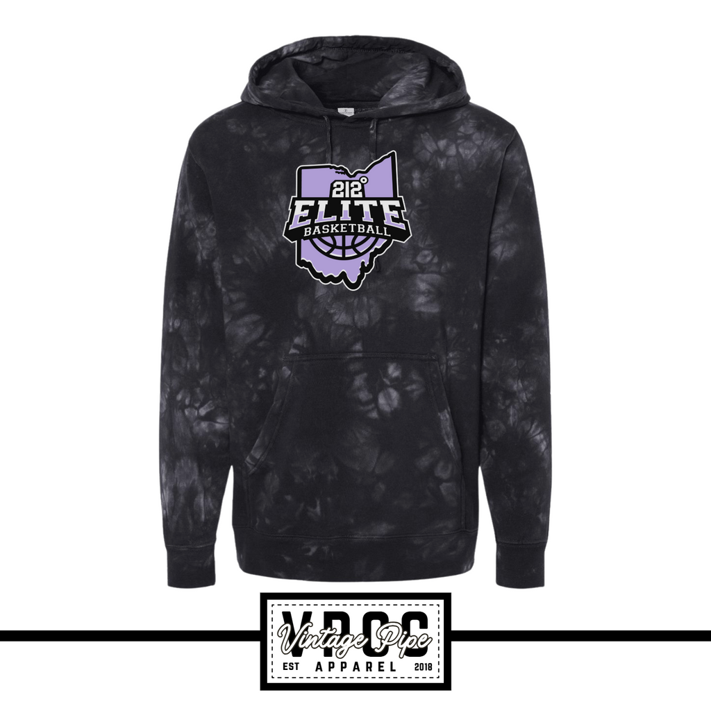 01476- 212 ELITE LOGO PURPLE Independent tie dye hoodie YOUTH AND ADULT