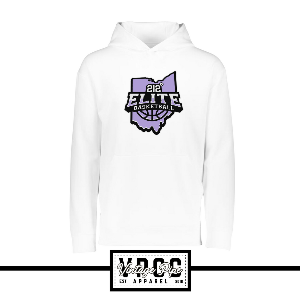 5505- 212 ELITE LOGO PURPLE- (Dry Fit Material) Hoodie- YOUTH & ADULT- WHITE