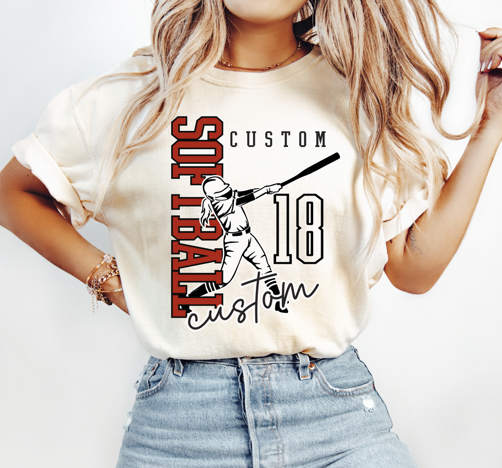 1717- *CUSTOMIZE ME* GRAND SLAM SOFTBALL- SHORT SLEEVE TEES- ADULT ONLY- IVORY