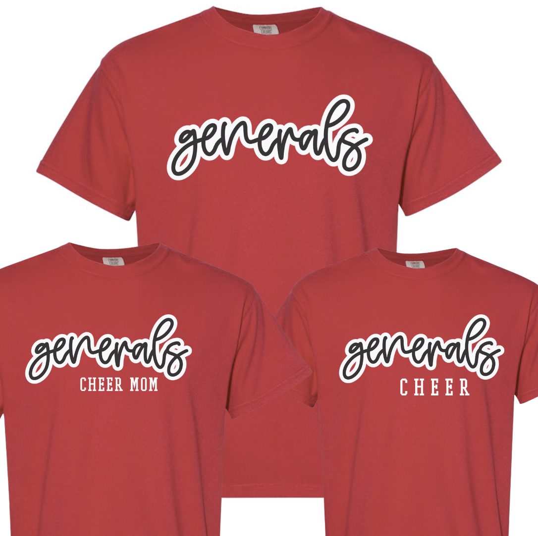 Generals Script Outline Puff Shirts Tees