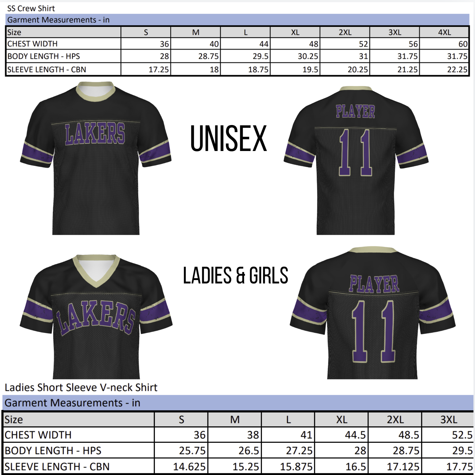 Lakers Faux Football Jersey Tees