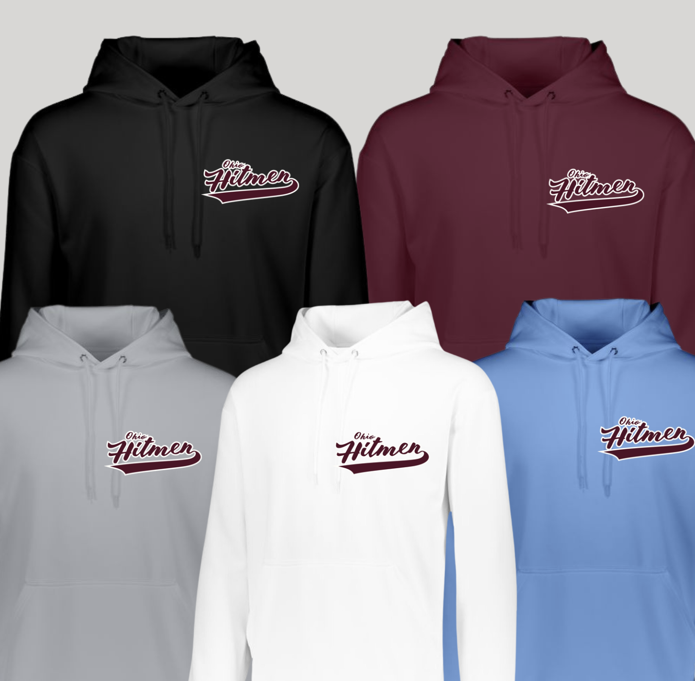 5505- HITMEN SMALL SCRIPT- Wicking Fleece (Dry Fit Material) Hoodie