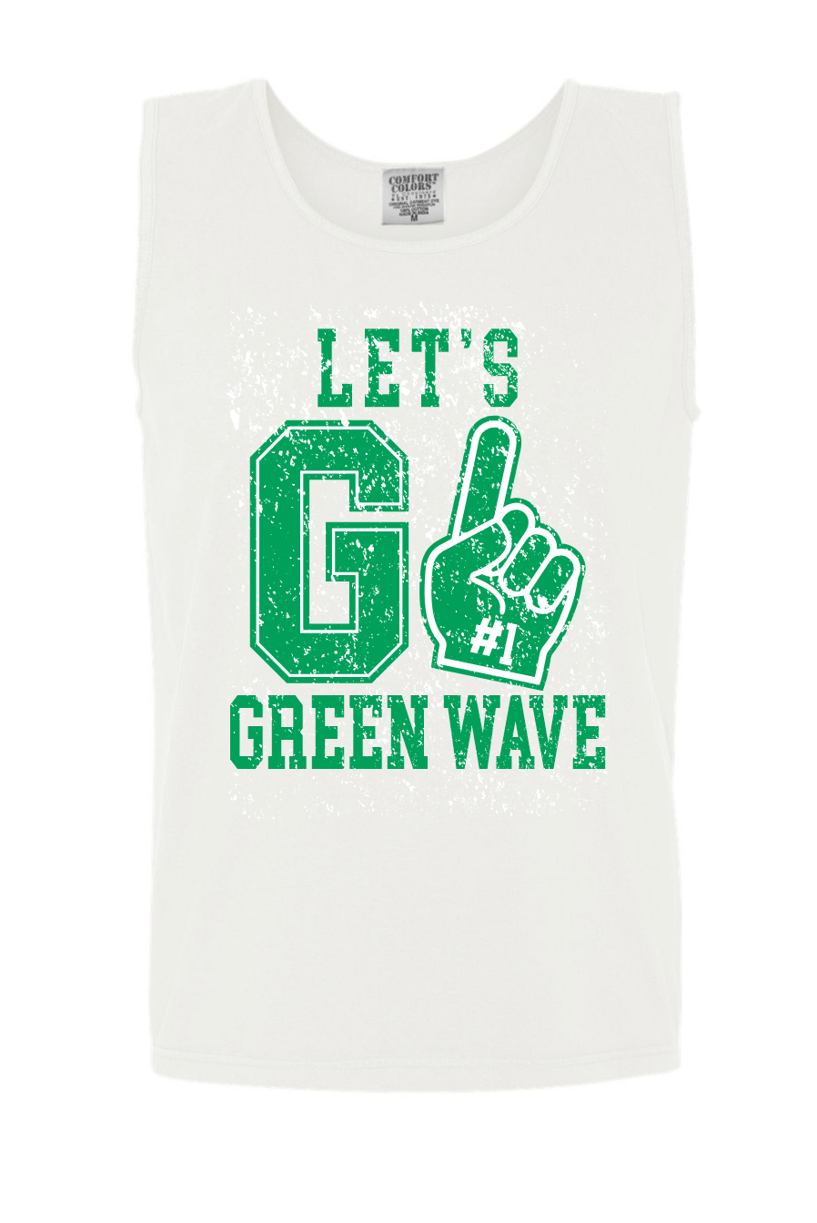 White: Let’s Go Green Wave- Spirit Finger Racerback Tank