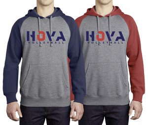 1- HOVA Volleyball Raglan Hoodie (Unisex) (Adult)