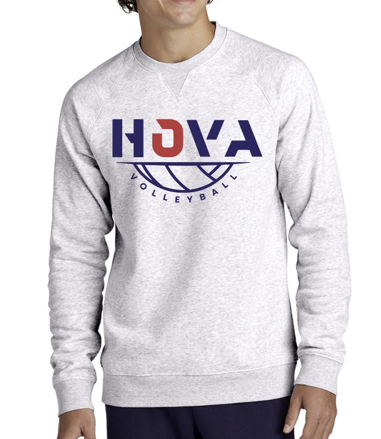 2- HOVA Volleyball Athletic Grey Drive Fleece Crewneck