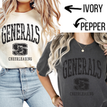 Vintage Inspired Generals Mascot Cheerleading Tee (Ivory & Pepper)