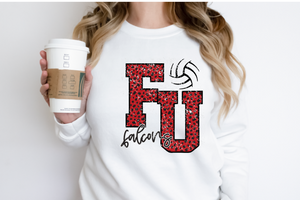 White Leopard Spot Falcons Volleyball Crew Sweatshirts