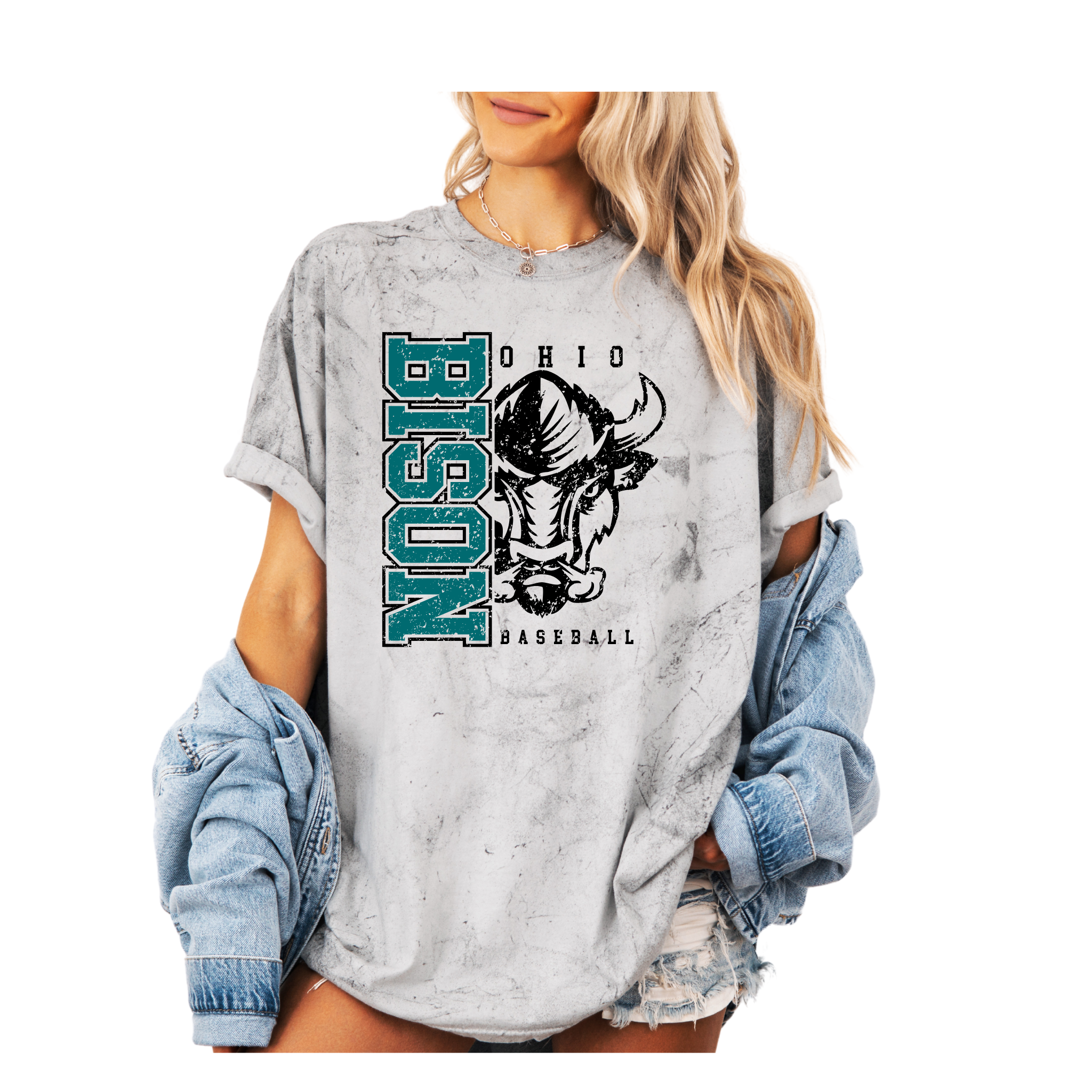 1745- OHIO BISON - TEES & SWEATSHIRTS- Black Blast- SIDE PRINT BASEBALL