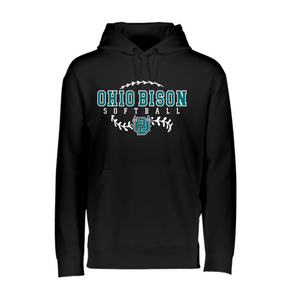 5505- OHIO BISON- BLACK- Wicking Fleece (Dry Fit Material) Hoodie- BISON SOFTBALL STITCHES