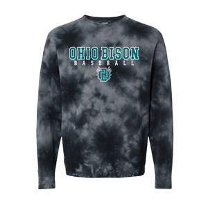 19676- OHIO BISON: Independent tie dye CREW SWEATSHIRT- ADULT ONLY- BISON BASEBALL