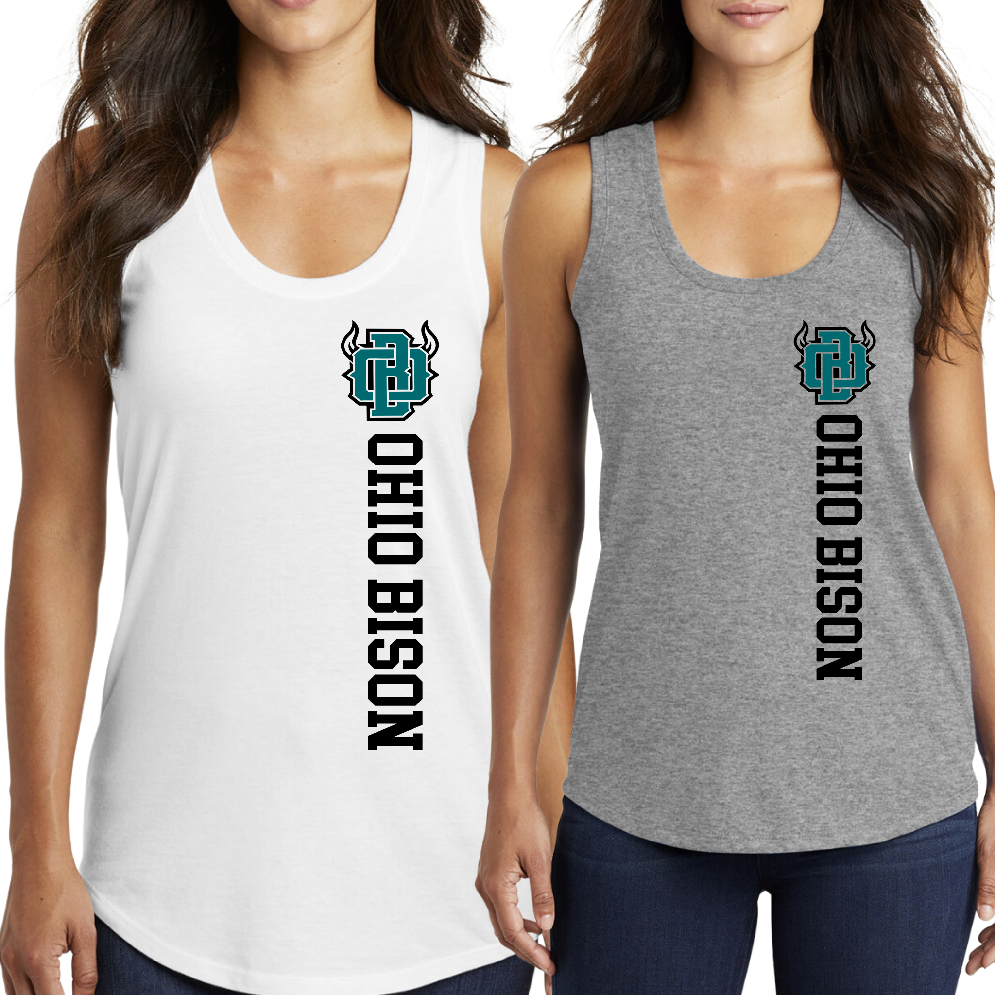 DM138L- OHIO BISON - District ® Women's Perfect Tri® Racerback Tank- SIDE PRINT- LC SIDE PRINT