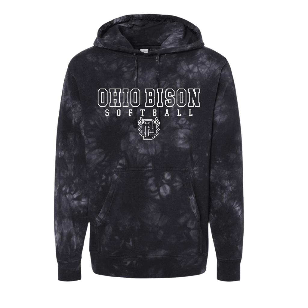 01476- OHIO BISON- Independent tie dye hoodie YOUTH AND ADULT- BISON SOFTBALL- WHITE ONLY