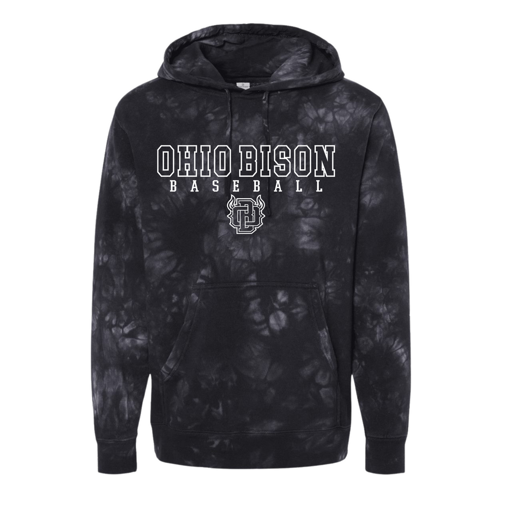 19676- OHIO BISON: Independent tie dye CREW SWEATSHIRT- ADULT ONLY- BISON BASEBALL - WHITE ONLY