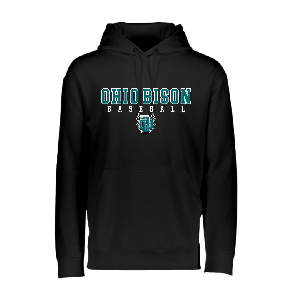 5505- OHIO BISON- BLACK- Wicking Fleece (Dry Fit Material) Hoodie- BISON BASEBALL