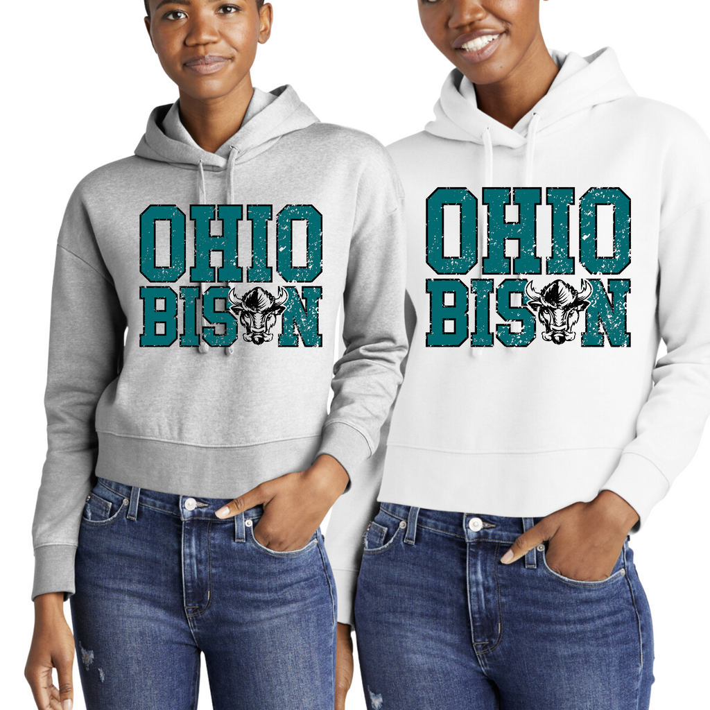 DT6101 OHIO BISON- WOMEN'S CROP Hoodie (this runs approx 1 size small depending how you prefer fit)- OHIO BISON BLOCK