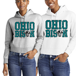 DT6101 OHIO BISON- WOMEN'S CROP Hoodie (this runs approx 1 size small depending how you prefer fit)- OHIO BISON BLOCK