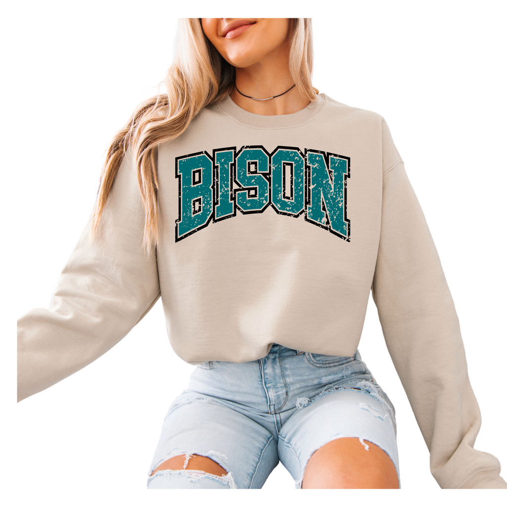 18000-OHIO BISON-SAND-UNISEX CREW SWEATSHIRT ADULT ONLY- BISON VARSITY