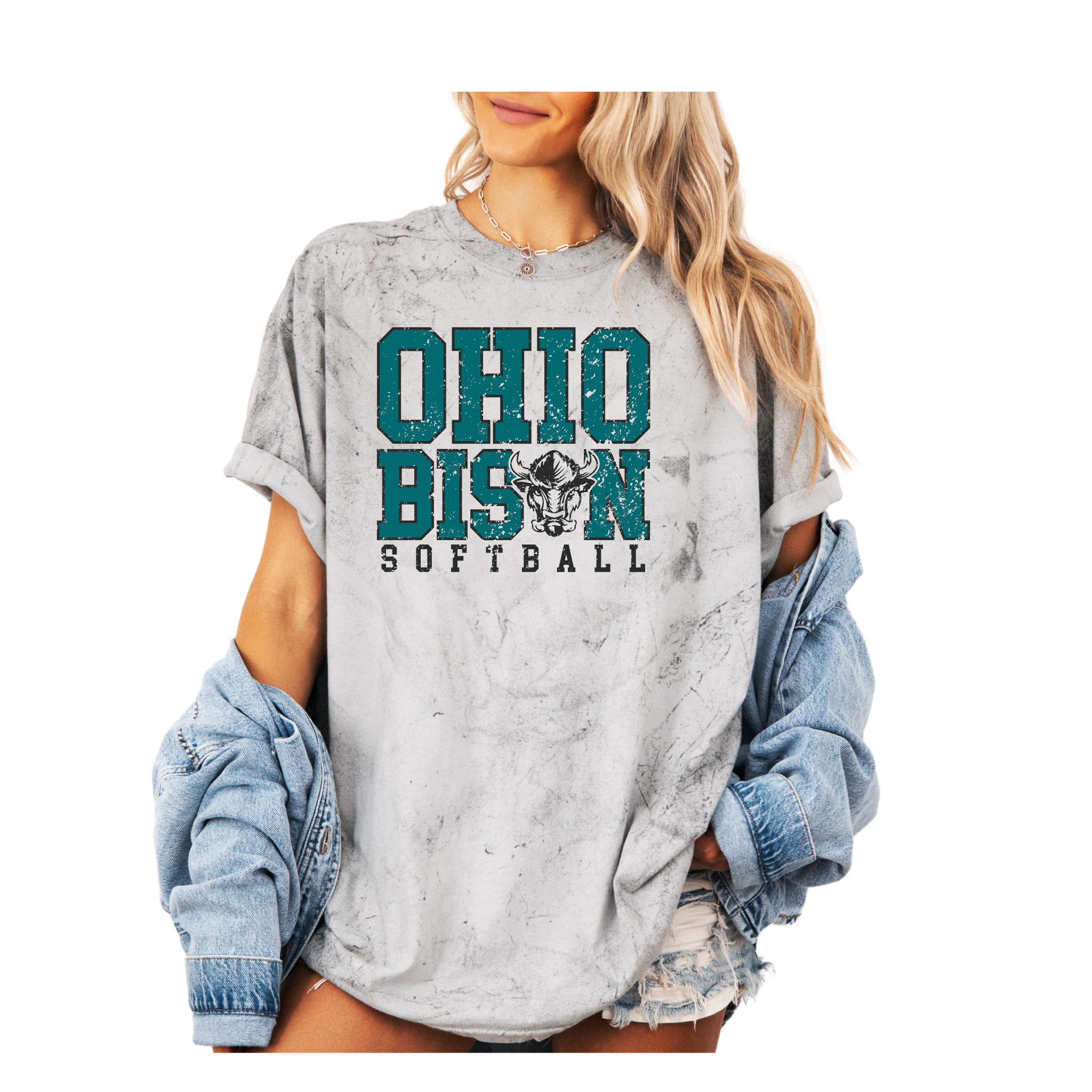 1745- OHIO BISON - TEES & SWEATSHIRTS- Black Blast- BISON BLOCK SOFTBALL