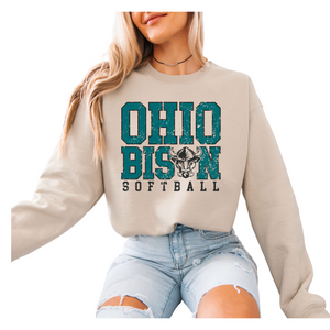 18000-OHIO BISON-SAND-UNISEX CREW SWEATSHIRT ADULT ONLY-OHIO BISON BLOCK- SOFTBALL