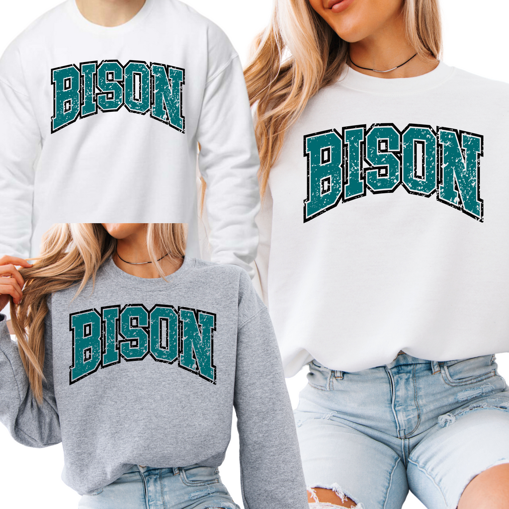 18000-OHIO BISON - UNISEX CREW SWEATSHIRT YOUTH & ADULT- BISON VARSITY