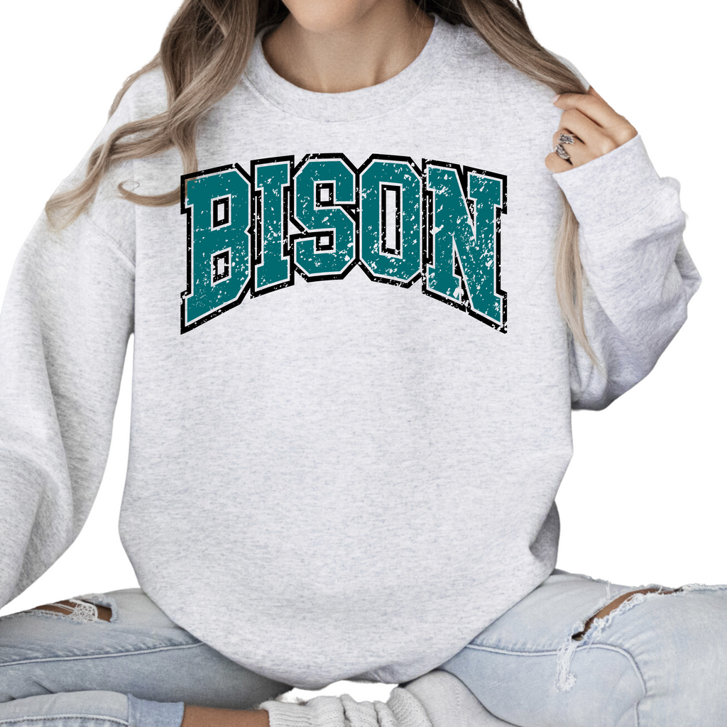 18000-OHIO BISON-ASH-UNISEX CREW SWEATSHIRT YOUTH & ADULT- BISON VARSITY