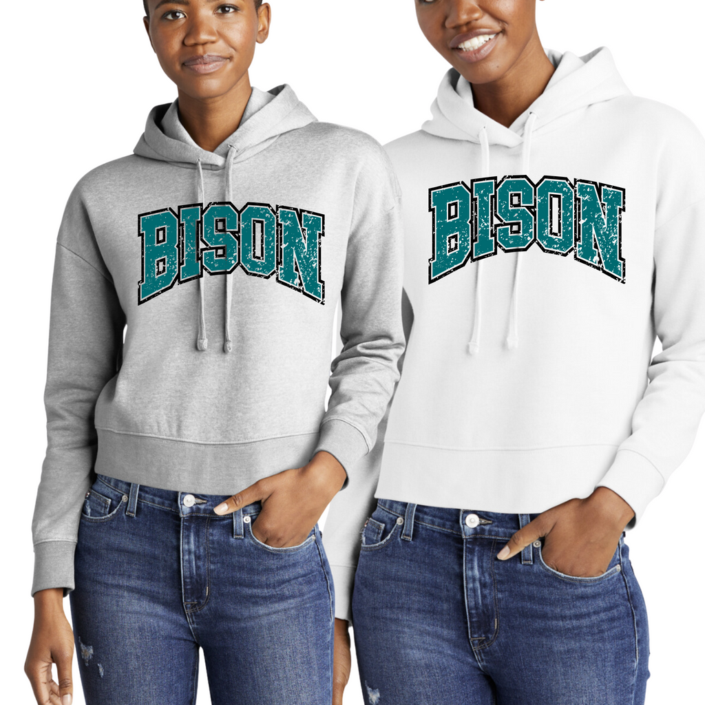 DT6101 OHIO BISON- WOMEN'S CROP Hoodie (this runs approx 1 size small depending how you prefer fit)- BISON VARSITY