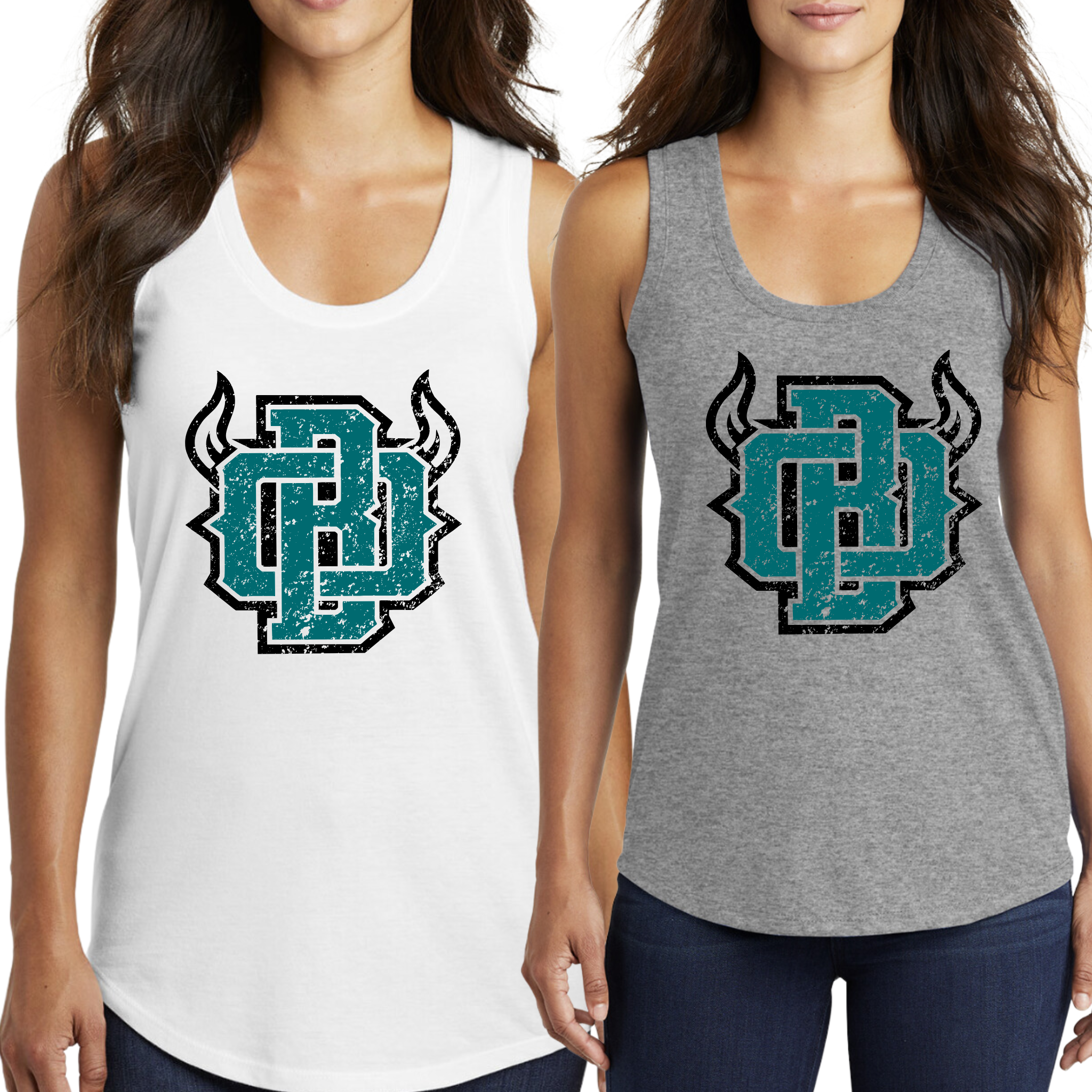 DM138L- OHIO BISON - District ® Women's Perfect Tri® Racerback Tank- DISTRESSED LOGO