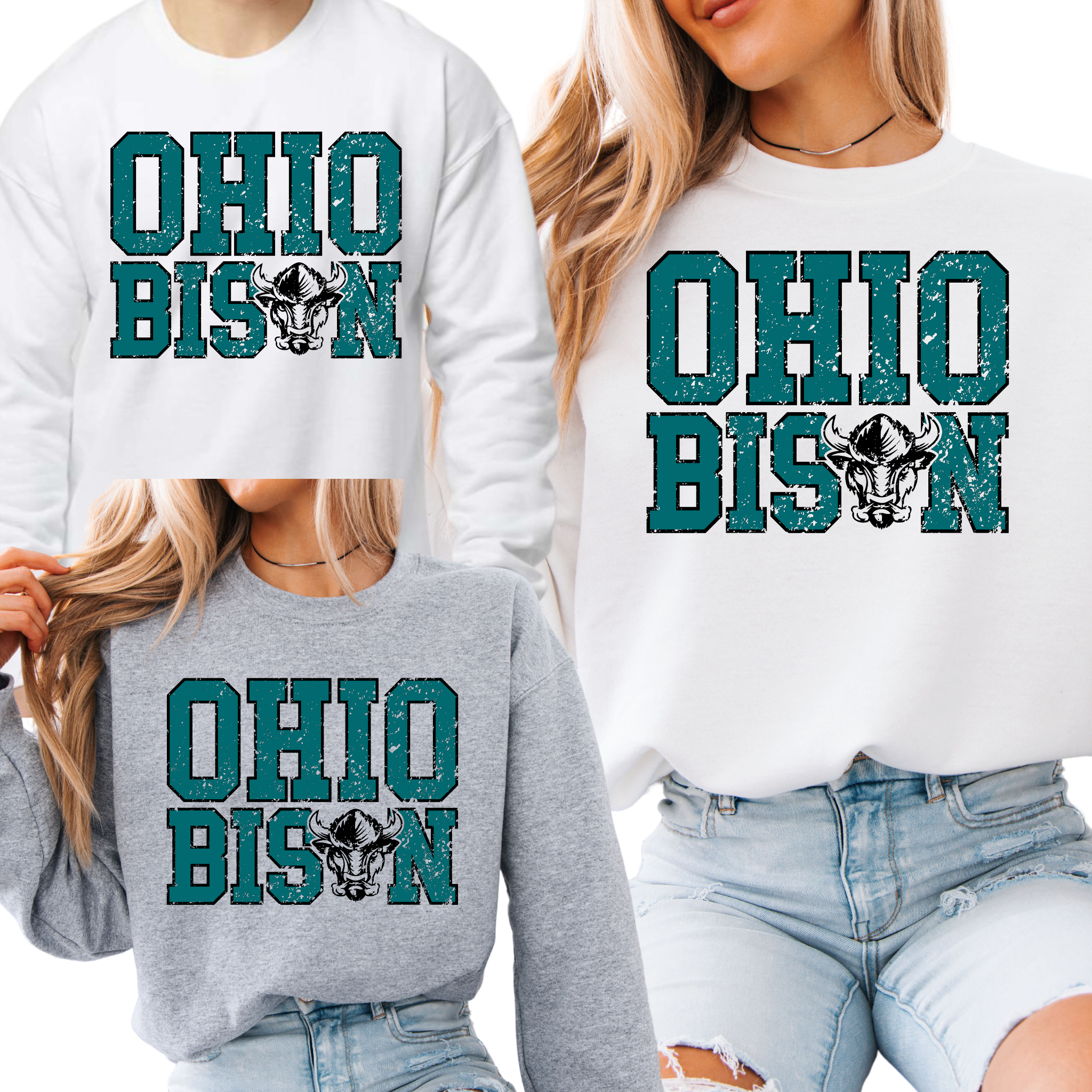 18000-OHIO BISON - UNISEX CREW SWEATSHIRT YOUTH & ADULT- OHIO BISON BLOCK