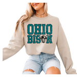 18000-OHIO BISON-SAND-UNISEX CREW SWEATSHIRT ADULT ONLY-OHIO BISON BLOCK