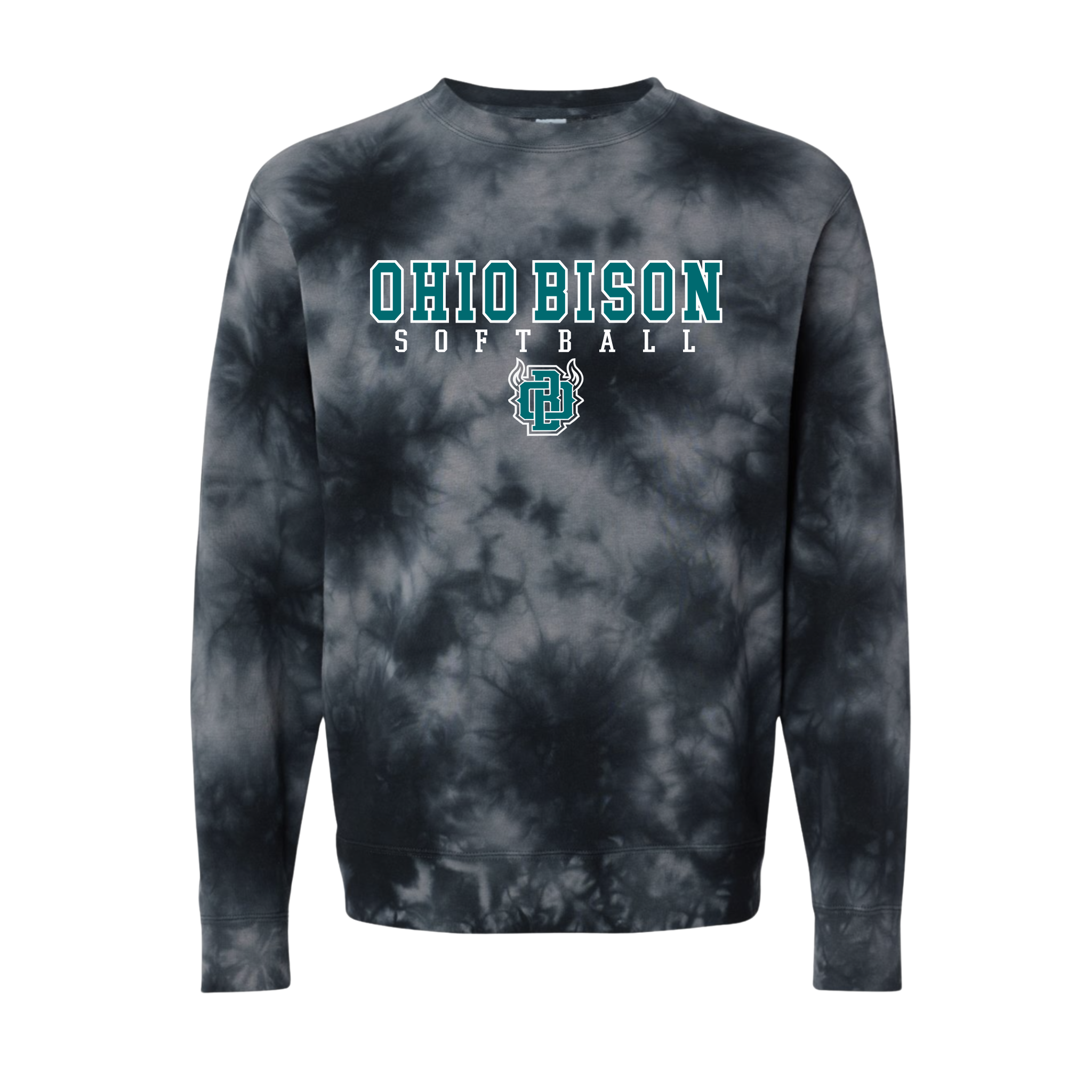 19676- OHIO BISON: Independent tie dye CREW SWEATSHIRT- ADULT ONLY- BISON SOFTBALL