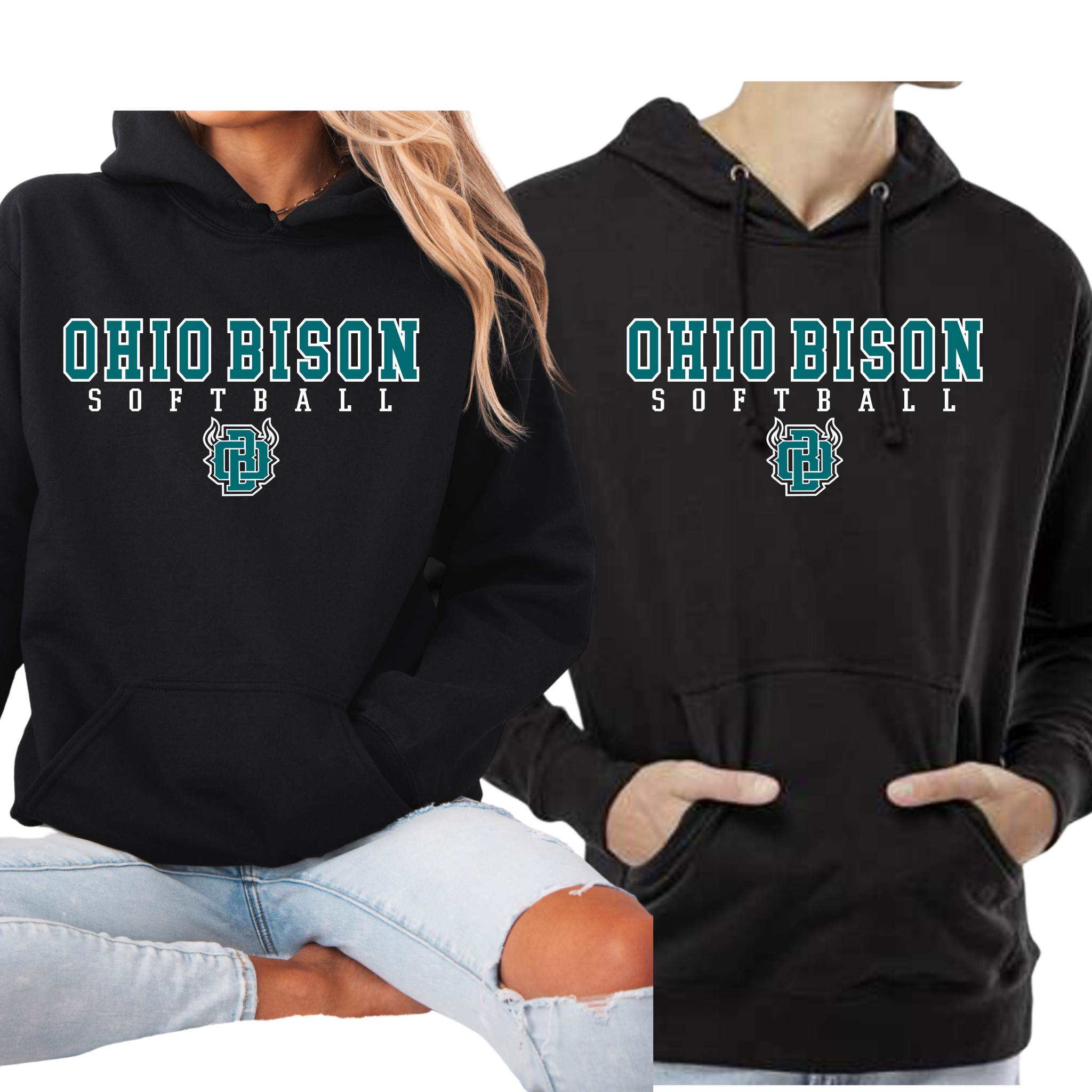 18500- OHIO BISON- BLACK HOODIE- YOUTH & ADULT- BISON SOFTBALL