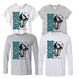 64000 OHIO BISON- UNISEX TEE YOUTH & ADULT- SIDE PRINT-BASEBALL