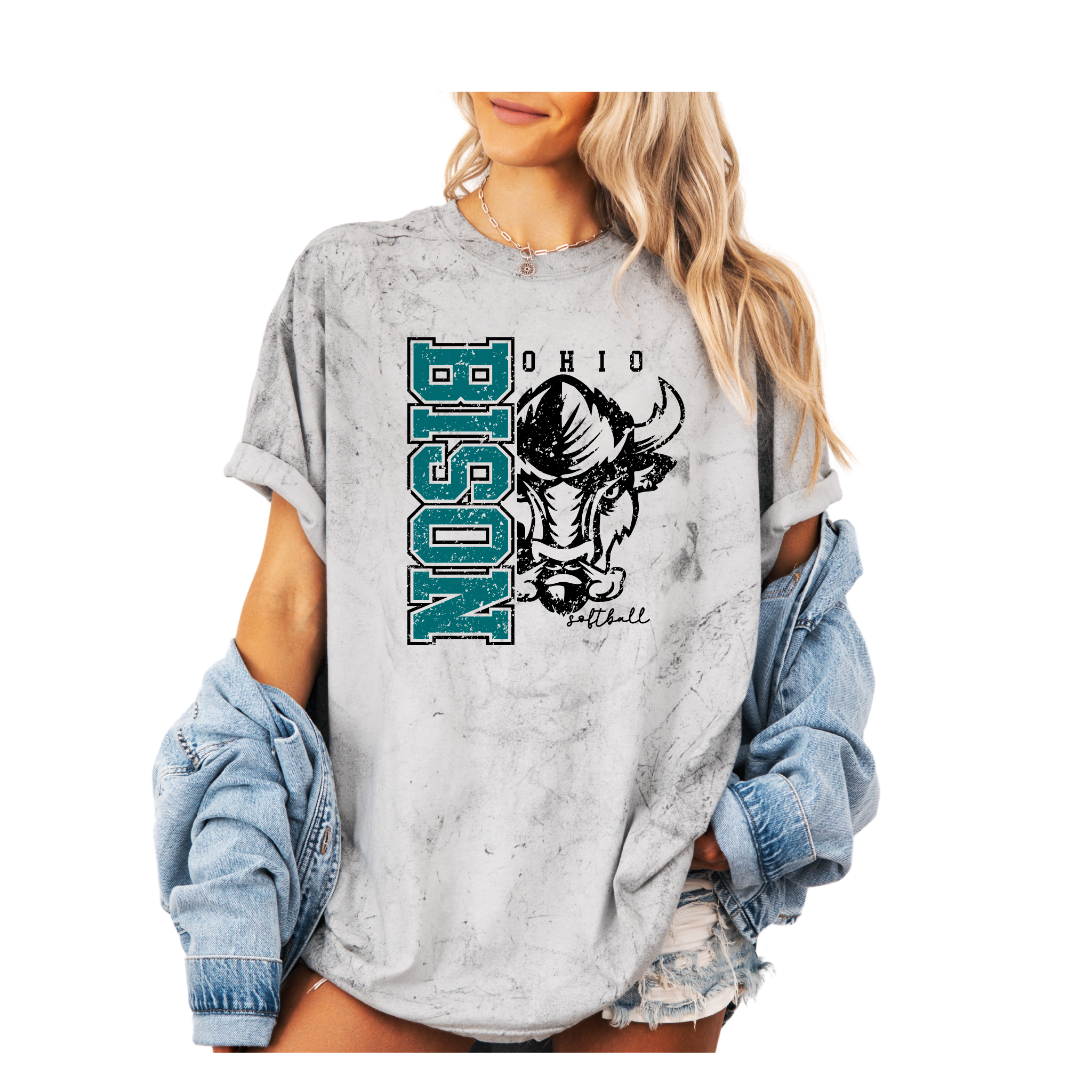 1745- OHIO BISON - TEES & SWEATSHIRTS- Black Blast- SIDE PRINT SOFTBALL