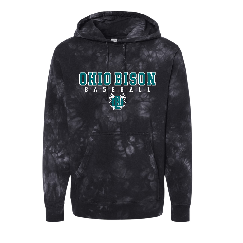 01476- OHIO BISON- Independent tie dye hoodie YOUTH AND ADULT- BISON BASEBALL