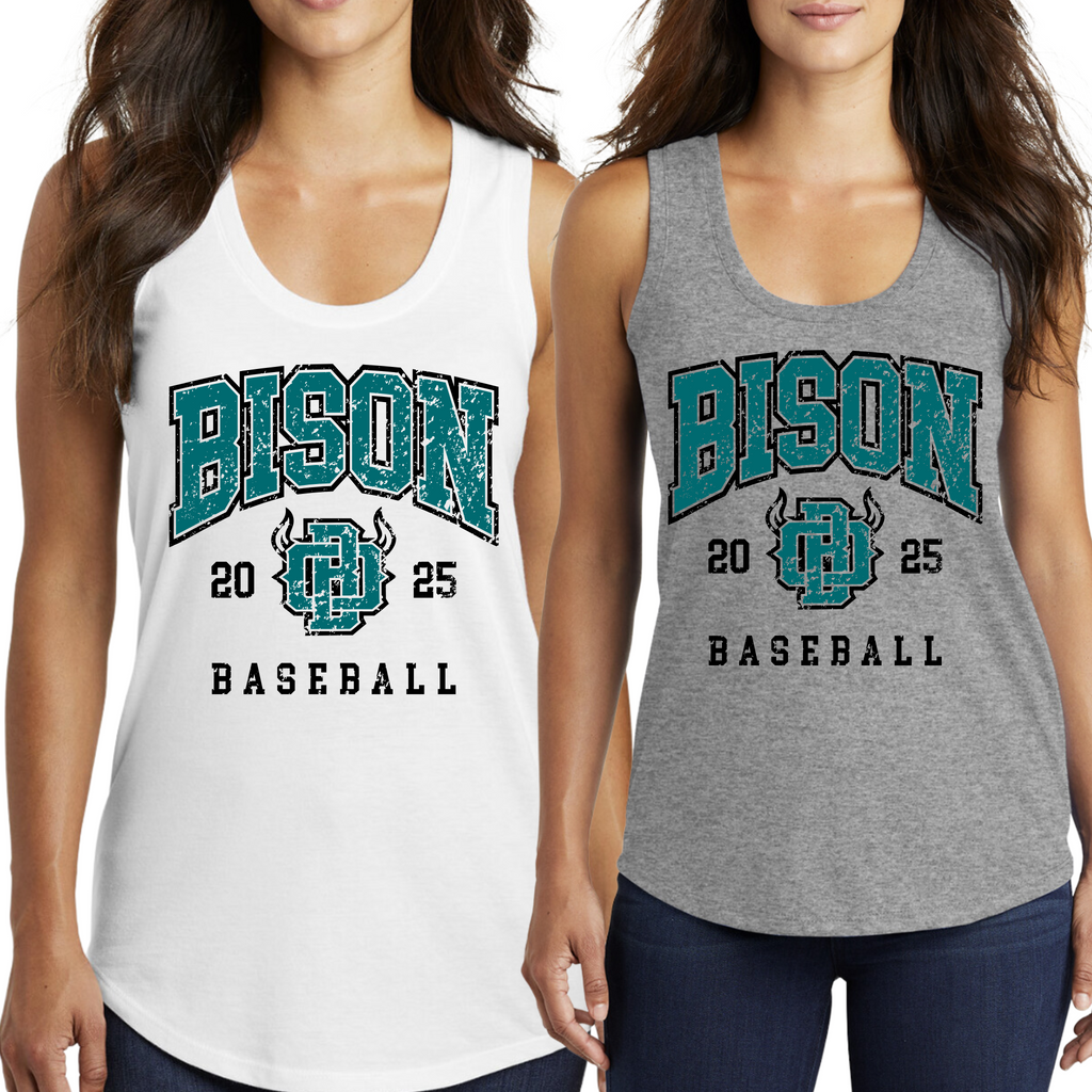 DM138L- OHIO BISON - District ® Women's Perfect Tri® Racerback Tank- BISON BASEBALL THROWBACK