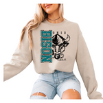 18000-OHIO BISON-SAND-UNISEX CREW SWEATSHIRT ADULT ONLY- SIDE PRINT- SOFTBALL