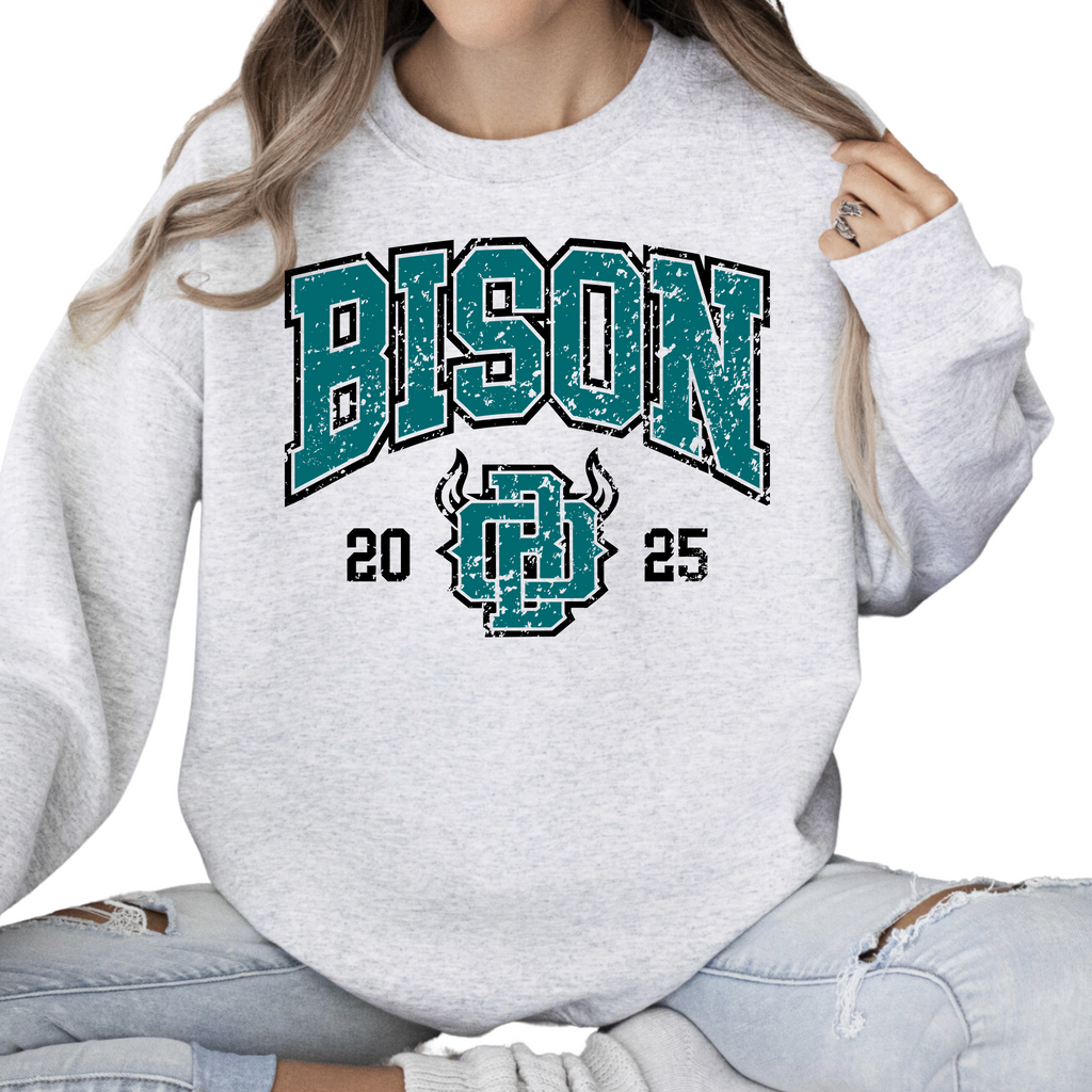 18000-OHIO BISON-ASH-UNISEX CREW SWEATSHIRT YOUTH & ADULT- BISON THROWBACK- NO BASEBALL