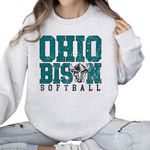 18000-OHIO BISON-ASH-UNISEX CREW SWEATSHIRT YOUTH & ADULT- OHIO BISON BLOCK- SOFTBALL